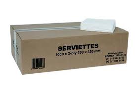 Serviettes 2ply White 1000's